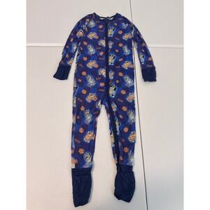 Showstoppers Bluey Bamboo Viscose Zipper‎ Sleeper Pajamas Blue 4T L3
